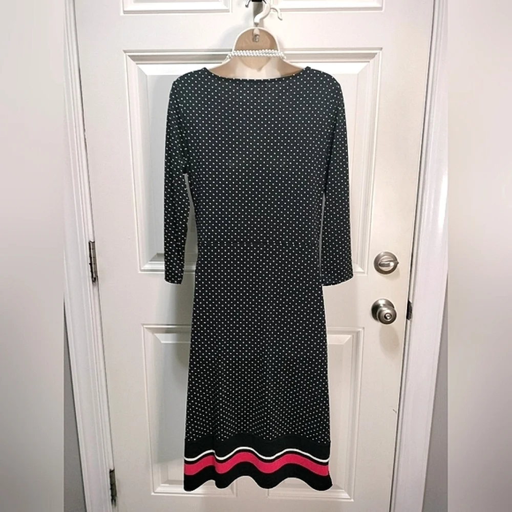 Talbots Elegant Black and White Long Sleeve Dress - Picture 3 of 5